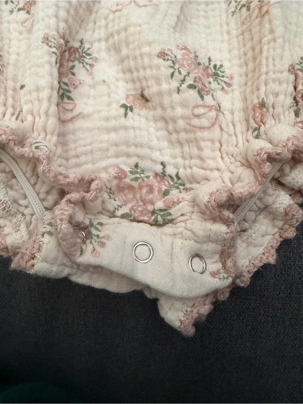 Pink Floral Cotton Baby One-Piece Bodysuit